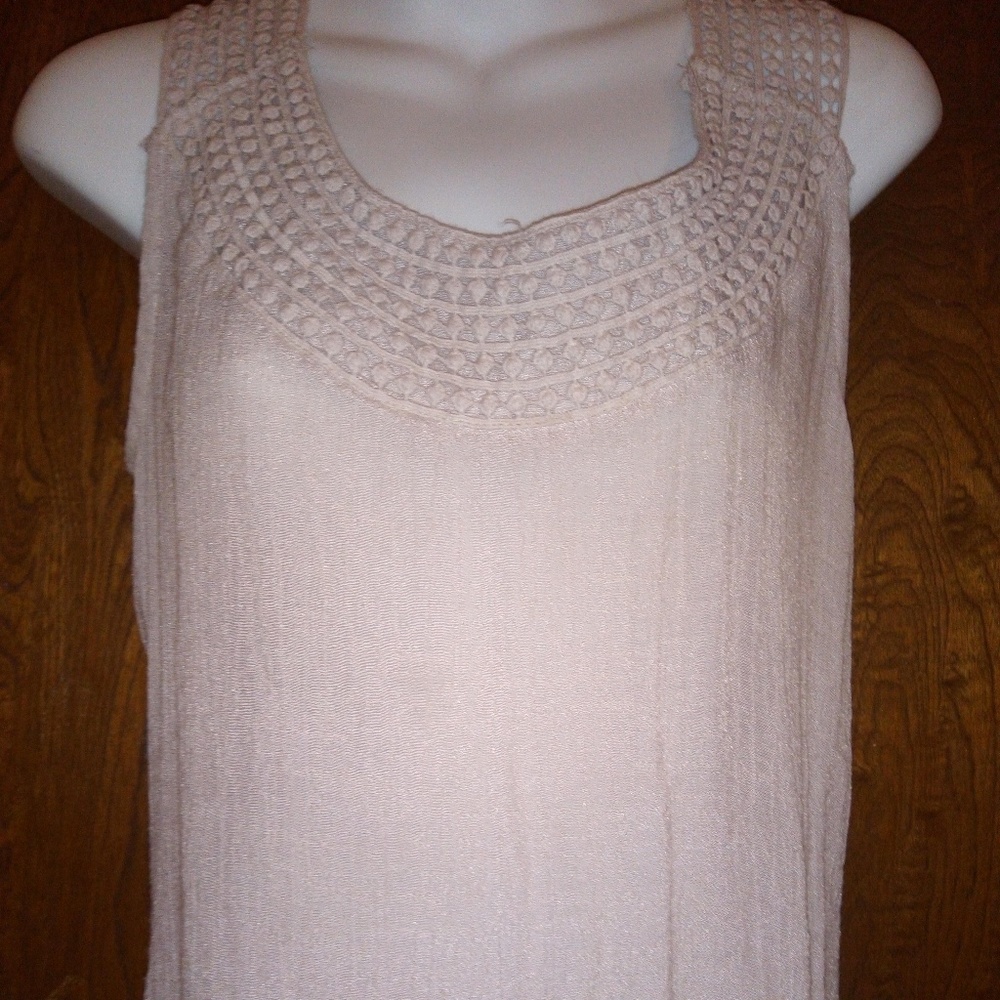 Beige boho tank top with crochet top